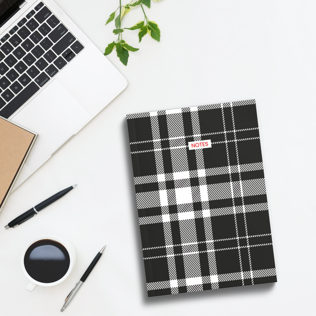 Black & White Plaid Checks - Soft Cover Notebooks