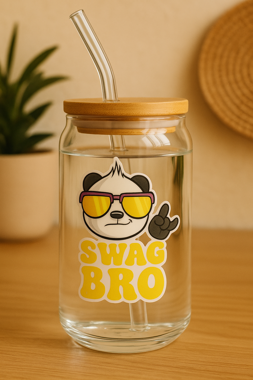 Panda Bro Glass Tumbler - Round