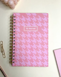 Peach Houndstooth set | Hardcover notebook & Notepad set