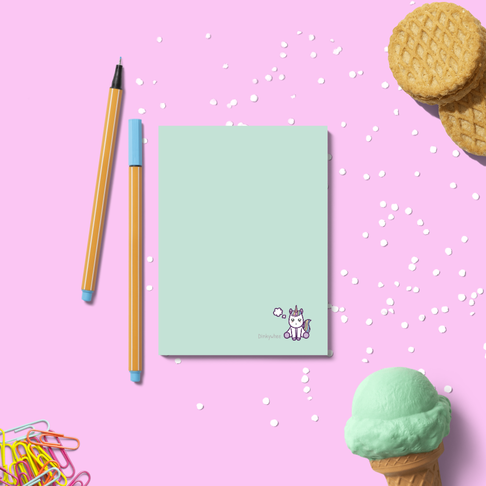 dinkywhee Unicorn Mint green Little Buddy - A6 Notepads