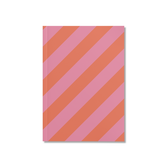 Orange Diagonal stripes - Soft Cover Notebooks - dinkywhee
