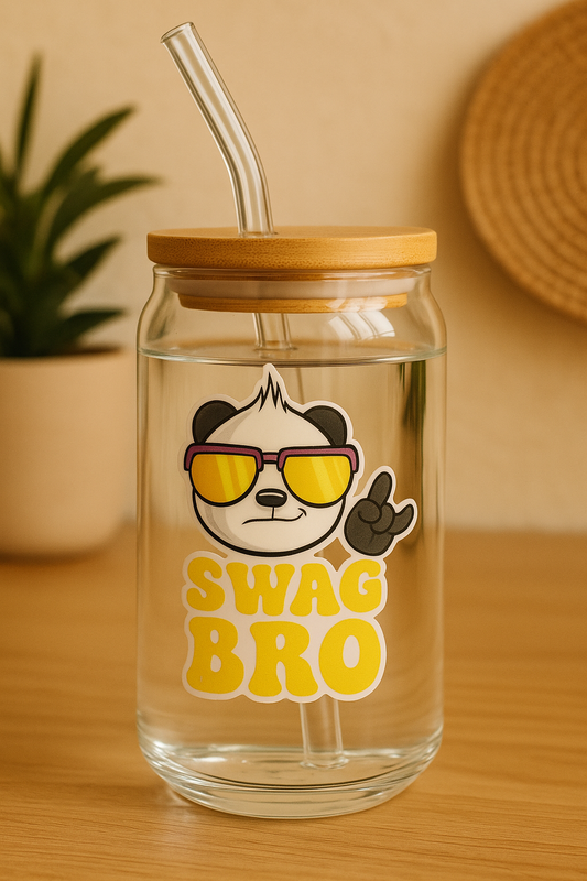 Panda Bro Glass Tumbler - Round
