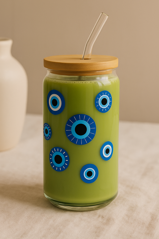 Evil Eye Glass Tumbler - Round