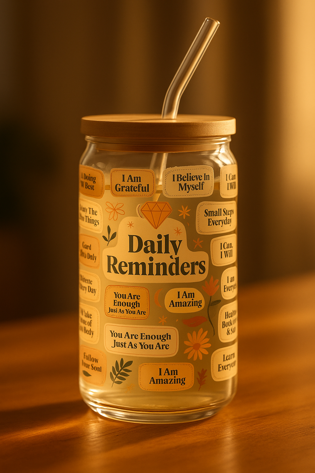 Daily Reminders Glass Tumbler - Brown