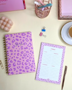Pink Leopard set | Hardcover notebook & Notepad set