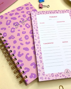 Pink Leopard set | Hardcover notebook & Notepad set