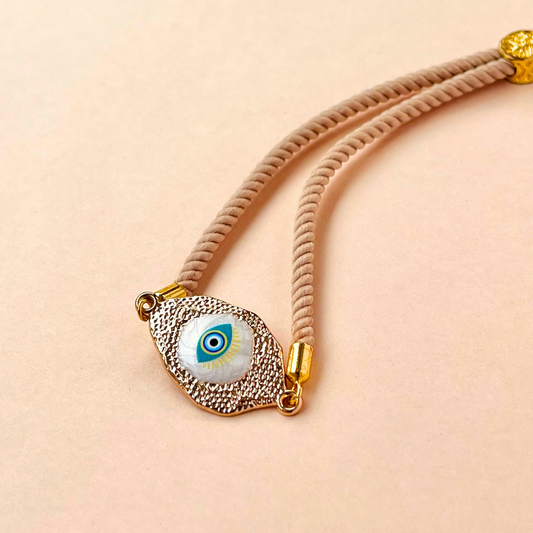 Beige EVIL EYE BRACELET RAKHI