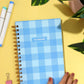 dinkywhee Blue Ghingam checks - A5 Hardcover Wiro Notebook by Dinkywhee