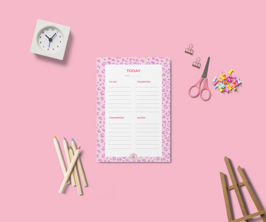 dinkywhee Pink animal print Good Vibes - Planner Notepads - A5 size | Tear-off notepads